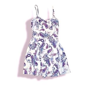 Cotton On XS Paisley Print Purple/Blue Mini Strappy Dress